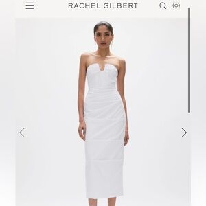 NWT Rachel Gilbert Freda White Midi Strapless Dress